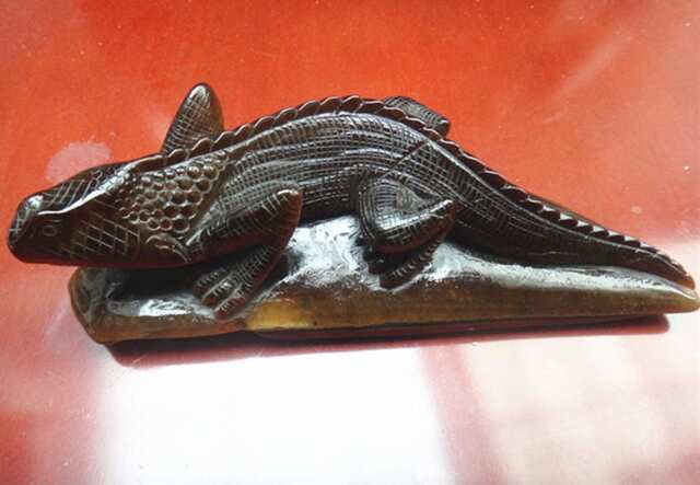 Unique Perfect Natural Tiger Eye Stone Lizard Charms Carving/Sculpture - image 1