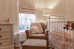 Custom Relaxed Linen Roman Shade, Tuscany Pink With White Border