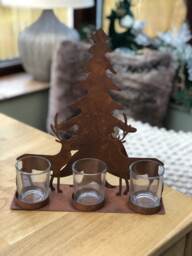 Rustic Christmas Candle Holder, Xmas Stag Home Decor, Stand, Decoration - thumbnail 1