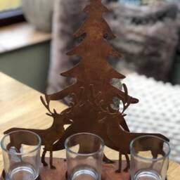 Rustic Christmas Candle Holder, Xmas Stag Home Decor, Stand, Decoration - thumbnail 3
