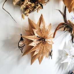 Large Boho Brown Or White Lace Paper Christmas Star/Snowflake Window Decor Ornament - thumbnail 2
