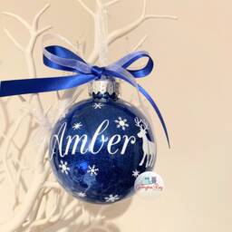 Personalised Reindeer Bauble, Christmas Name Glitter Ornament, Decoration, 2023 - thumbnail 4
