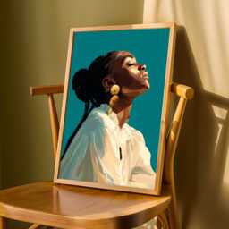 Teal & Gold Afrocentric Woman Art Print Modern Boho Decor - Poster Only - thumbnail 3