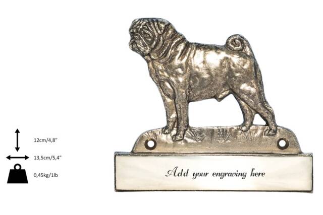 Pug, Dog Plaque, Can Be Engraved, Limited Edition, Artdog - image 1