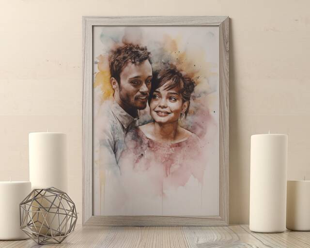 Personalized Watercolor Family Portrait - Handmade Anniversary Gift - image 1