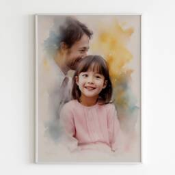 Personalized Watercolor Family Portrait - Handmade Anniversary Gift - thumbnail 3