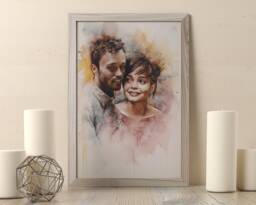 Personalized Watercolor Family Portrait - Handmade Anniversary Gift - thumbnail 1
