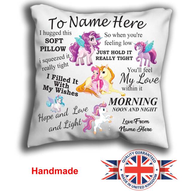 Personalised Unicorn Cuddle Cushion Granddaughter Daughter Pillow Personalise