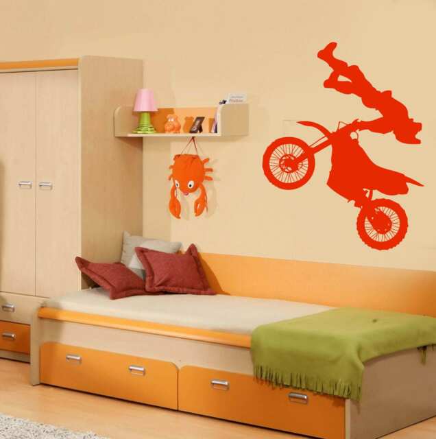 Wall Vinyl Decal Motorcycle Racer Motocross Sport Jump Teen Room Decor 2472Dn - image 1