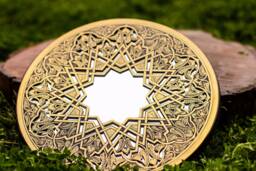 Mesmerizing Brass Mirror Islamic Art Hand Forged & Etched Antique- Oriental Geometry Patterns Wall - Geometric Works - thumbnail 1