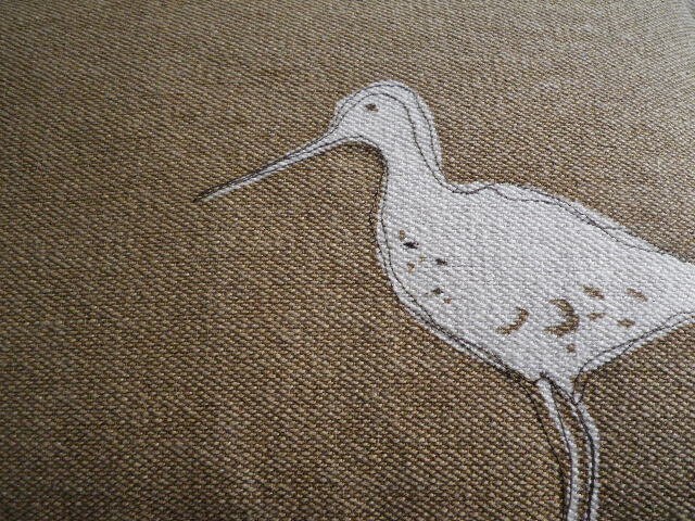 Hand Printed Wading Bird Cushion Cover - image 1