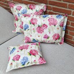 Outdoor Cushions - Made Of Oilcloth Hydrangea Pattern The New Classic For Home & Garden Decoration in Three Different Sizes - thumbnail 1