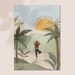 Yoga Pose Art Print, Mindful Art, Room Decor, Inhale The Present Exhale Past Gift For Teachers, Mantra Poster - thumbnail 2
