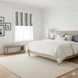 striped Multi Color Farmhouse Modern Flat Roman Shade, Cl1193 - thumbnail 1