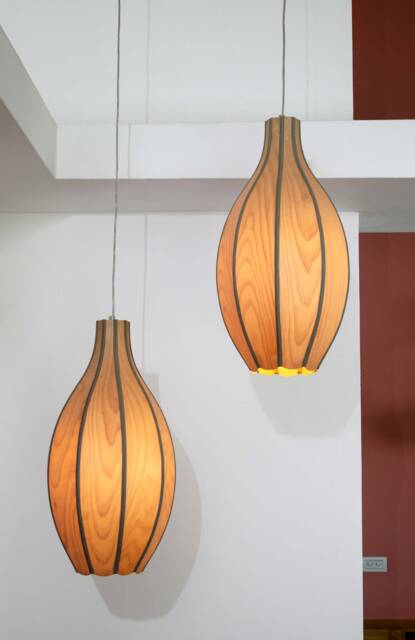 Artistic Wood Veneer Pendant Lamp - Hanging Light Fixtures Set Drop 63 Pendant - image 1