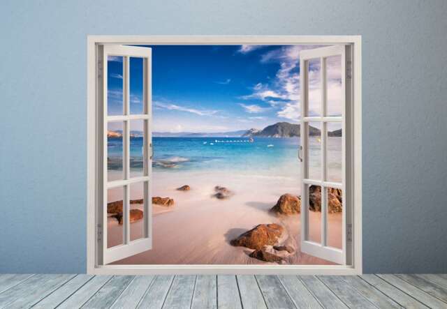 Beach Decal, Wall Murals, Ocean Decals, Paradise Art, Spain Europe Art, Island Landscapes, Custom Vinyl, Sea Art, Sand Art - image 1