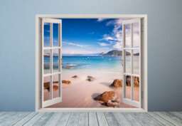 Beach Decal, Wall Murals, Ocean Decals, Paradise Art, Spain Europe Art, Island Landscapes, Custom Vinyl, Sea Art, Sand Art - thumbnail 1