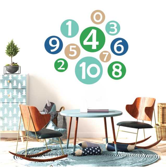Numbers Wall Vinyl Decals, Children's Counting Circles Decor, Learn To Count Playroom Stickers, Colorful Nursery Learning Art, Removable Diy - image 1