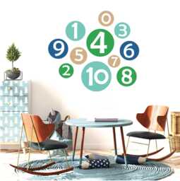 Numbers Wall Vinyl Decals, Children's Counting Circles Decor, Learn To Count Playroom Stickers, Colorful Nursery Learning Art, Removable Diy - thumbnail 1