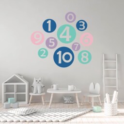 Numbers Wall Vinyl Decals, Children's Counting Circles Decor, Learn To Count Playroom Stickers, Colorful Nursery Learning Art, Removable Diy - thumbnail 3