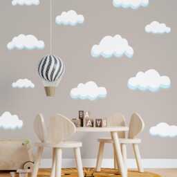 Wall Decal Clouds Nursery Decor, Decals For Kids, Watercolor Stickers, Peel & Stick Bedroom Removable - thumbnail 2