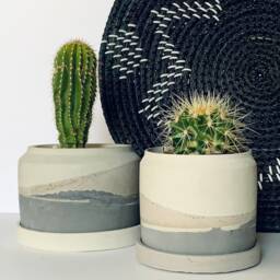 Handmade Concrete Plant Pot Desert Mountain Design - thumbnail 3