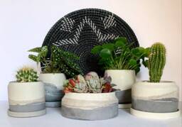Handmade Concrete Plant Pot Desert Mountain Design - thumbnail 1