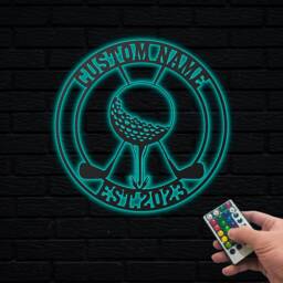 Golfer Custom Monogram Sign With Led, Golfing Metal Wall Art, Hanging, Golf Gift For Men, Player Christmas Gifts - thumbnail 4