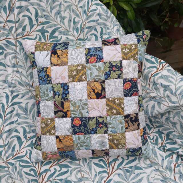 William Morris Scatter Cushion, Unique Patchwork Throw Pillow Complete With Insert - image 1