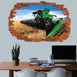 Heavy Machinery Combine Harvester Wheat Field Wall Sticker Decal Mural Poster Decor 313 - thumbnail 2