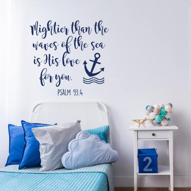 Bible Verse Wall Decal Anchor & Ocean Waves Vinyl Mural For Baby Room #74 - image 1