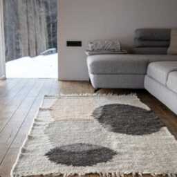 Handwoven Wool Area Rug, Striped Mountain Stone Design, Organic Decor - 39.37 X 70.87'' - thumbnail 2