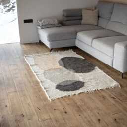 Handwoven Wool Area Rug, Striped Mountain Stone Design, Organic Decor - 39.37 X 70.87'' - thumbnail 3