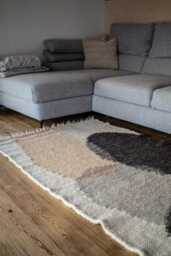 Handwoven Wool Area Rug, Striped Mountain Stone Design, Organic Decor - 39.37 X 70.87'' - thumbnail 1