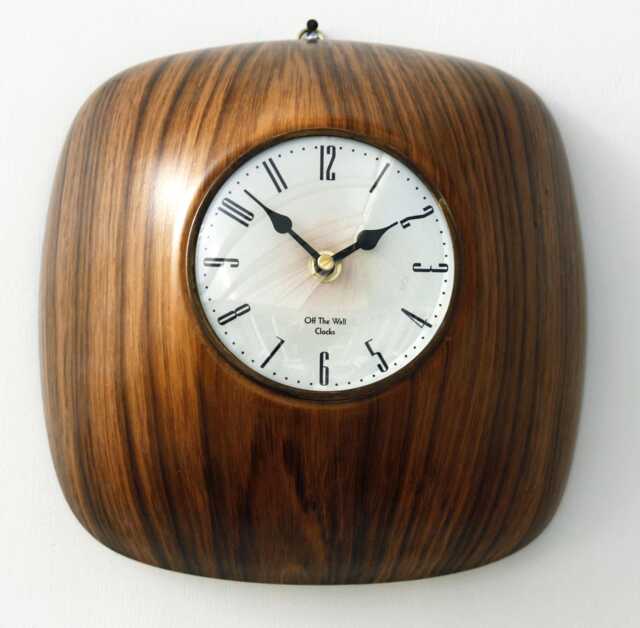 Mid Century Style Wall Clock - New 25cm Vintage Retro Handmade Wooden Gift Off The Clocks - image 1