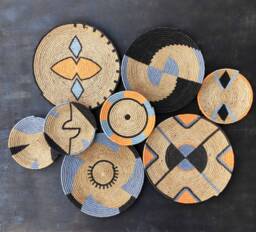 African Jute Wall Basket Decor, Set Of 8, Boho Art - thumbnail 1