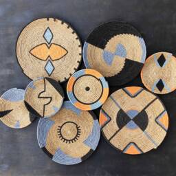 African Jute Wall Basket Decor, Set Of 8, Boho Art - thumbnail 3