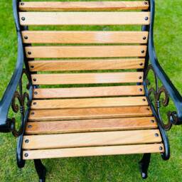 Garden Furniture Bench, Two Chairs & Table, Cast Iron Oak - thumbnail 4