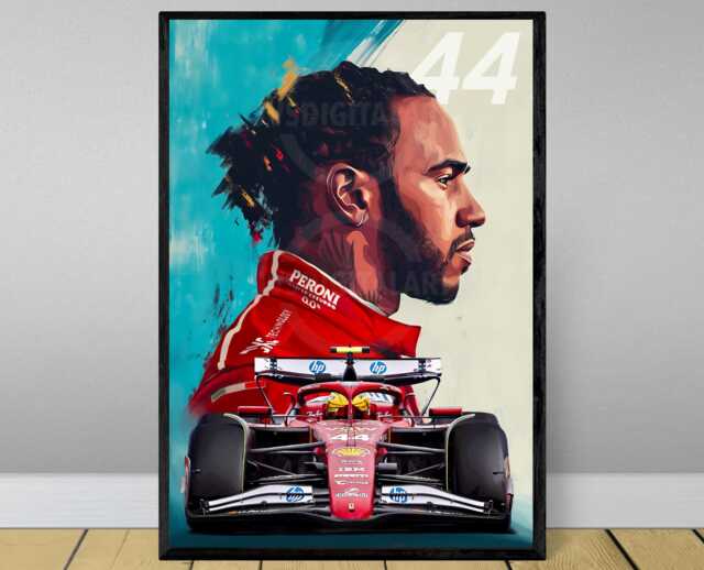 Lewis Hamilton Ferrari F1 Poster Digital Art Print Unframed by