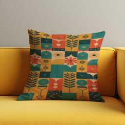 Mid Century Modern Cushion Cover, Abstract Botanical Geometric Pillowcase, Retro Decorative Throw Case For Sofa Bed - thumbnail 3
