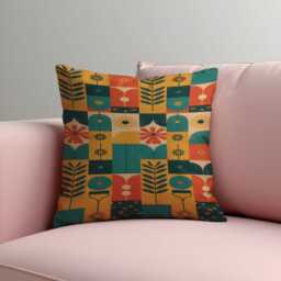 Mid Century Modern Cushion Cover, Abstract Botanical Geometric Pillowcase, Retro Decorative Throw Case For Sofa Bed - thumbnail 4