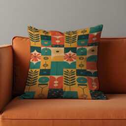 Mid Century Modern Cushion Cover, Abstract Botanical Geometric Pillowcase, Retro Decorative Throw Case For Sofa Bed - thumbnail 2