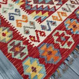 Multicolour Rug, Handmade Artisan Afghan Turkish Scandinavian Navajo Bohemian Flatweave Wool Kilim 150x104 cm - thumbnail 2