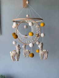 Llama Baby Mobile, Felt Ball Nursery Decor, Shower Gift