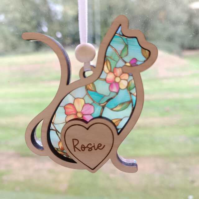 Christmas Tree Cat Suncatcher - Bauble Pet Poem Gift Mum - image 1