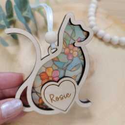 Christmas Tree Cat Suncatcher - Bauble Pet Poem Gift Mum - thumbnail 4