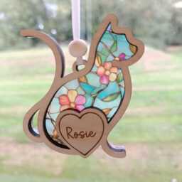 Christmas Tree Cat Suncatcher - Bauble Pet Poem Gift Mum