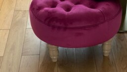 Beautiful, Soft, Luxurious Round Footstool/Ottoman Coffee Table in Thick Velvet Type Fabric. 60 cm Diameter - thumbnail 3