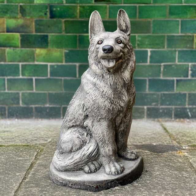 Concrete German Shepherd Statue Outdoor Sitting Dog Ornament Stone Sculpture For Garden Guardian Figurine Cement Pet Decoration Yard - image 1