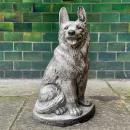 Concrete German Shepherd Statue Outdoor Sitting Dog Ornament Stone Sculpture For Garden Guardian Figurine Cement Pet Decoration Yard - thumbnail 1
